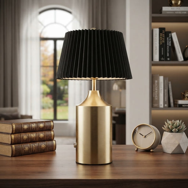 Touchable Cordless Brass LED Table Lamp - Black