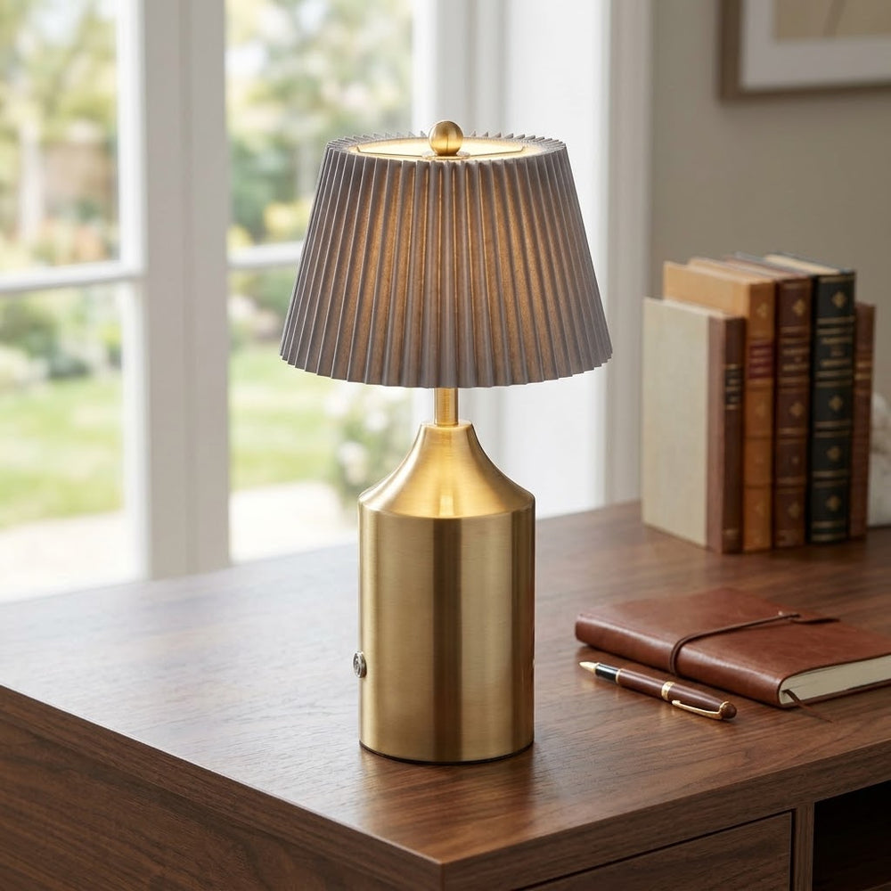 Touchable Cordless Brass LED Table Lamp - Gray