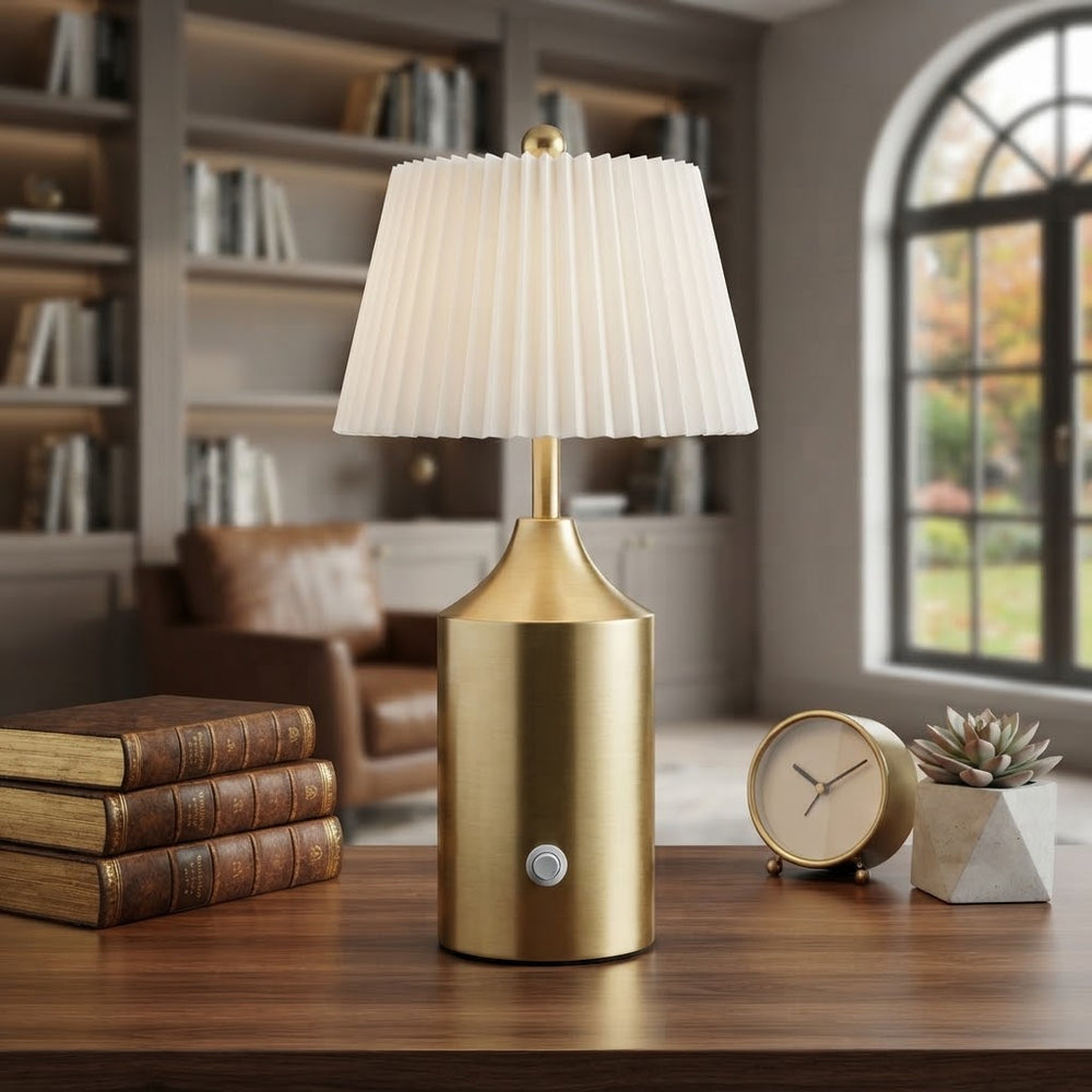 Touchable Cordless Brass LED Table Lamp - White