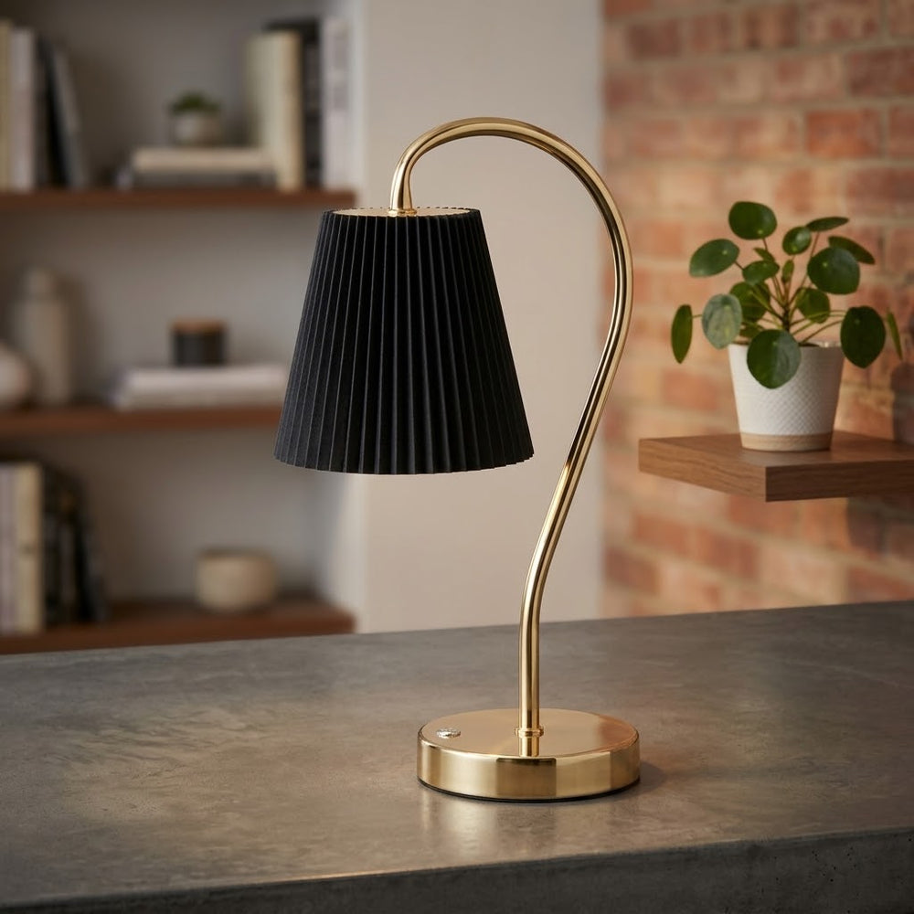 Touchable Curved Gooseneck LED Table Lamp - Black