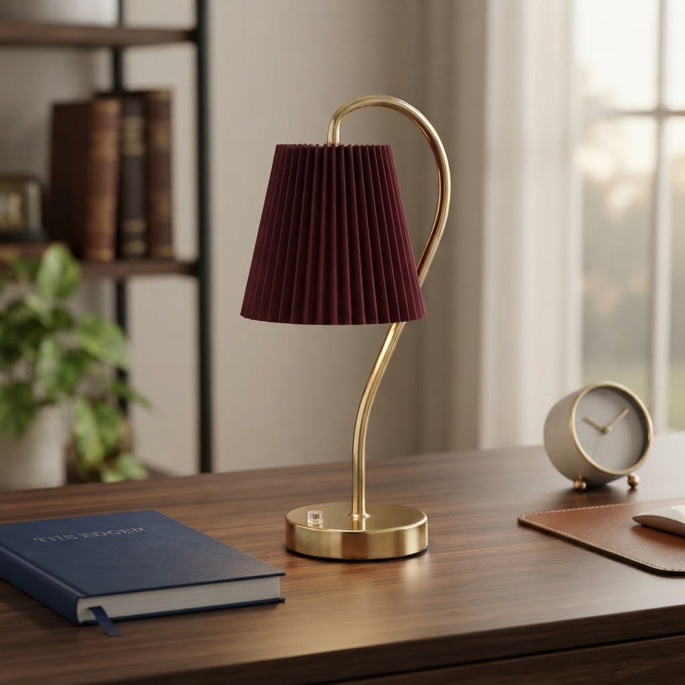 Touchable Curved Gooseneck LED Table Lamp - Burgundy