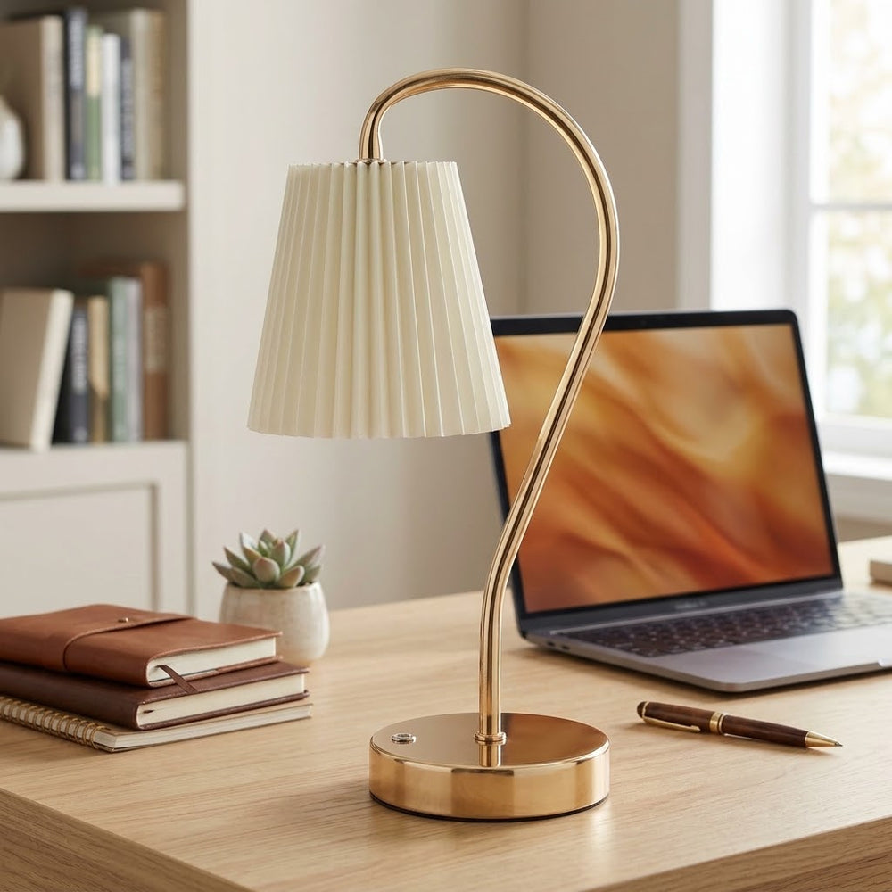 Touchable Curved Gooseneck LED Table Lamp - White