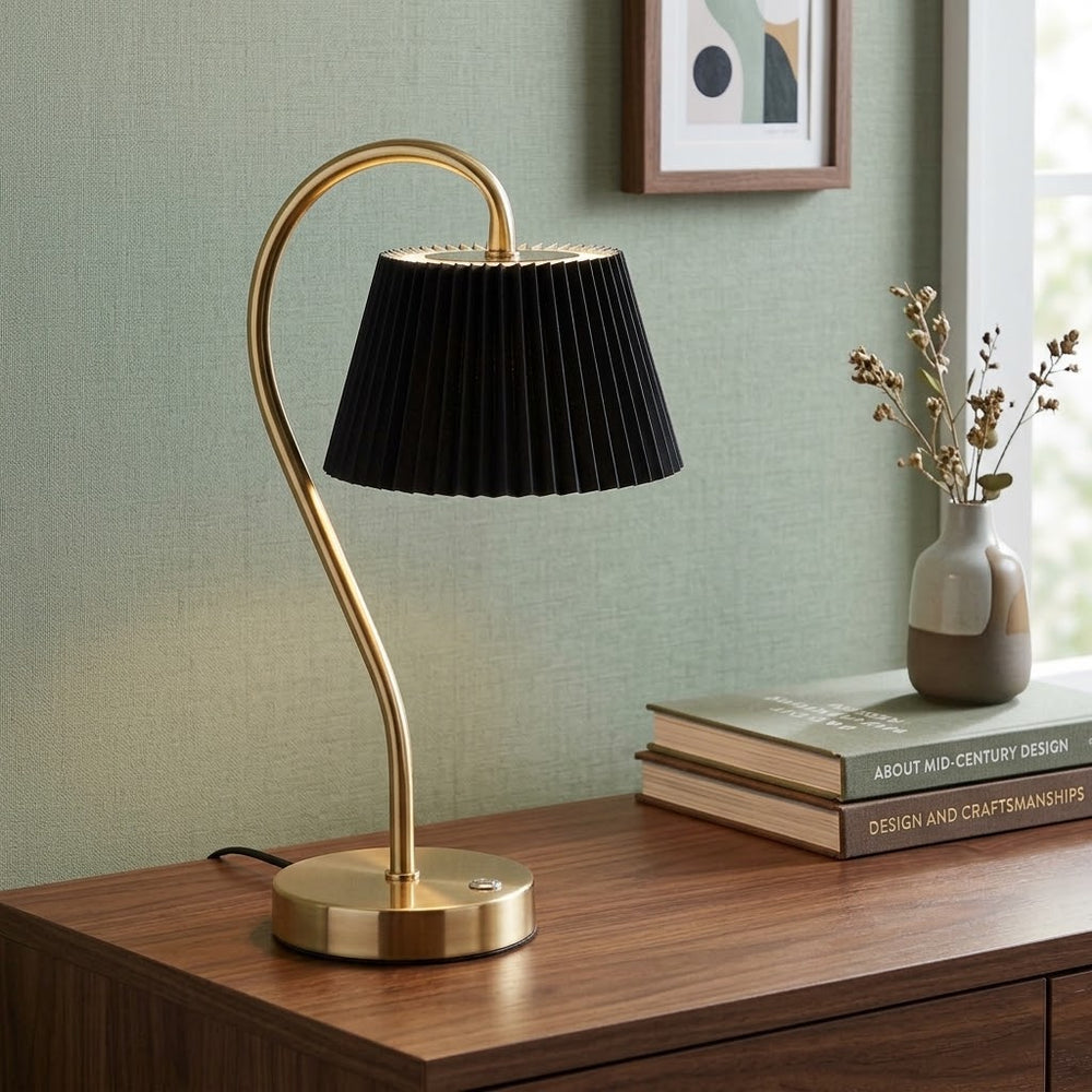 Touchable Curved Neck LED Table Lamp - Black
