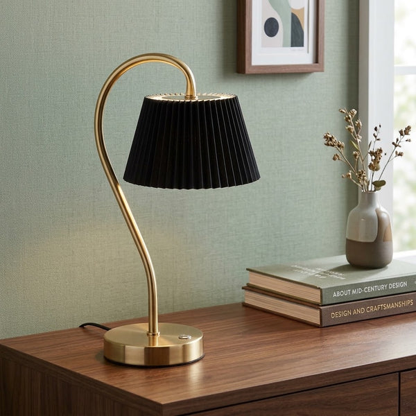 Touchable Curved Neck LED Table Lamp - Black