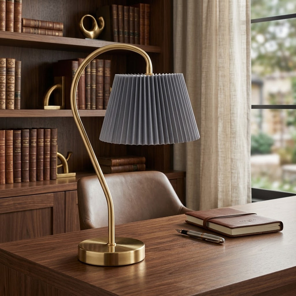 Touchable Curved Neck LED Table Lamp - Gray