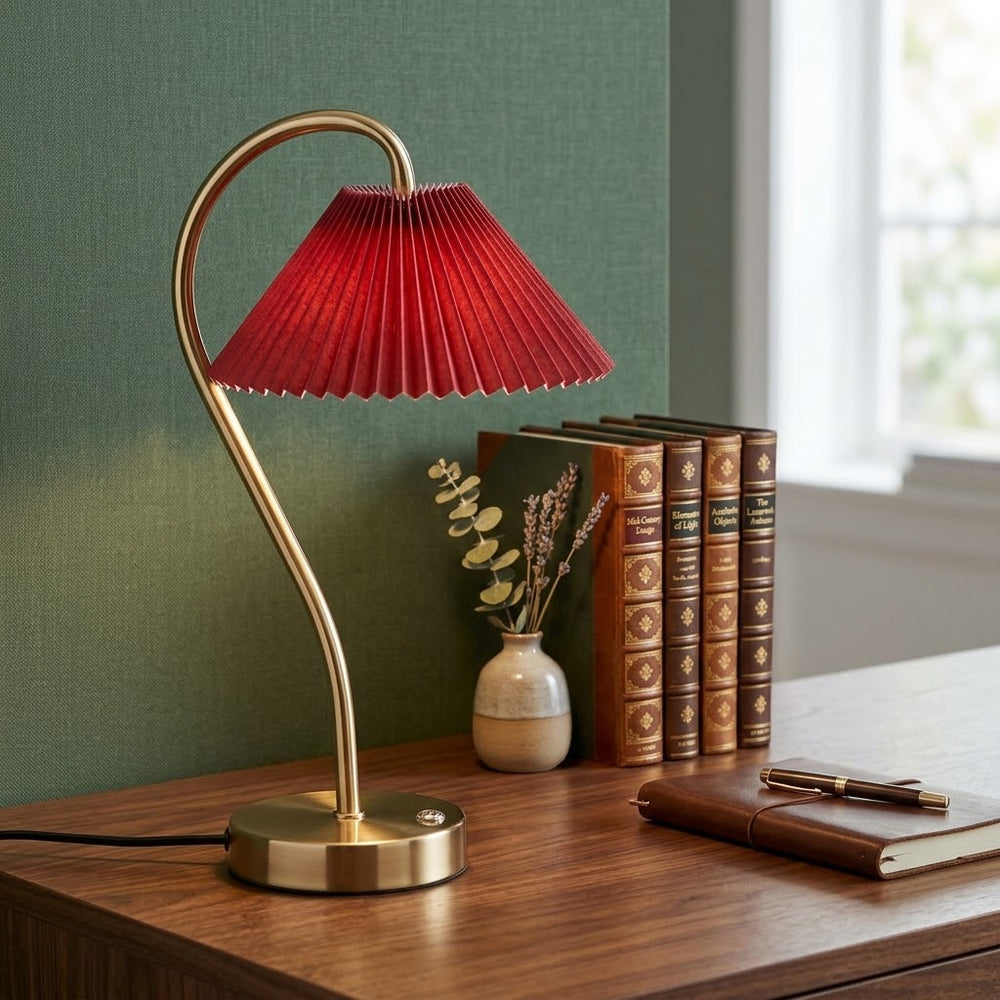 Touchable Lumina Brass LED Table Lamp - Burgundy