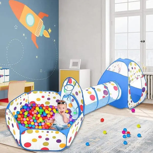 3in1 Foldable Tunnel Tent House - Blue
