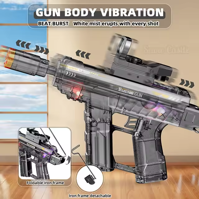 Electric UZI Spray Beat Burst Gun With Light Silencer