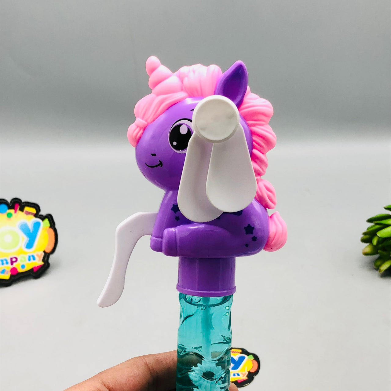 Mini Unicorn Handheld Fan & Bubble Stick - 1Pc