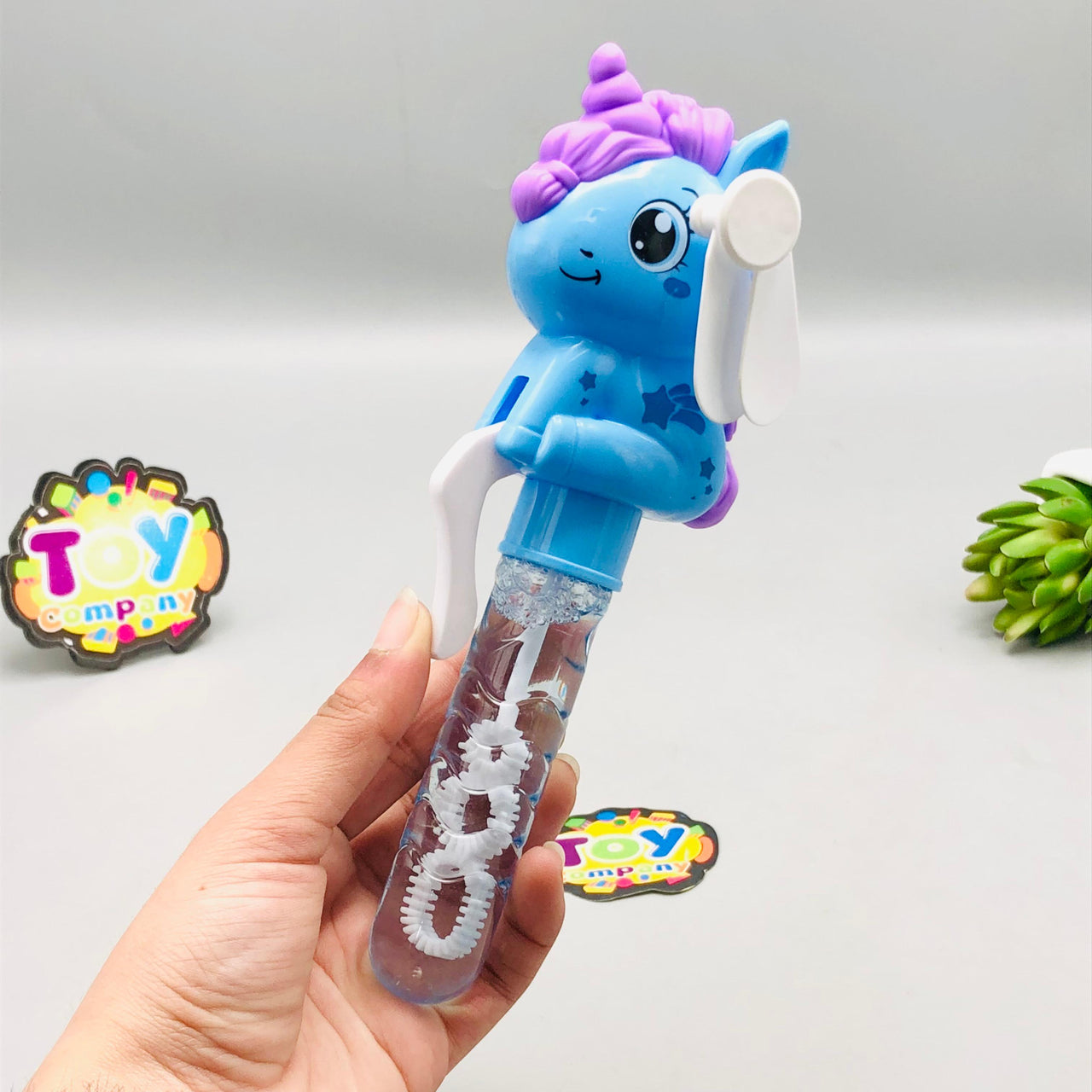 Mini Unicorn Handheld Fan & Bubble Stick - 1Pc