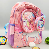 Unicorn Themed Kids School Bag With Pouch