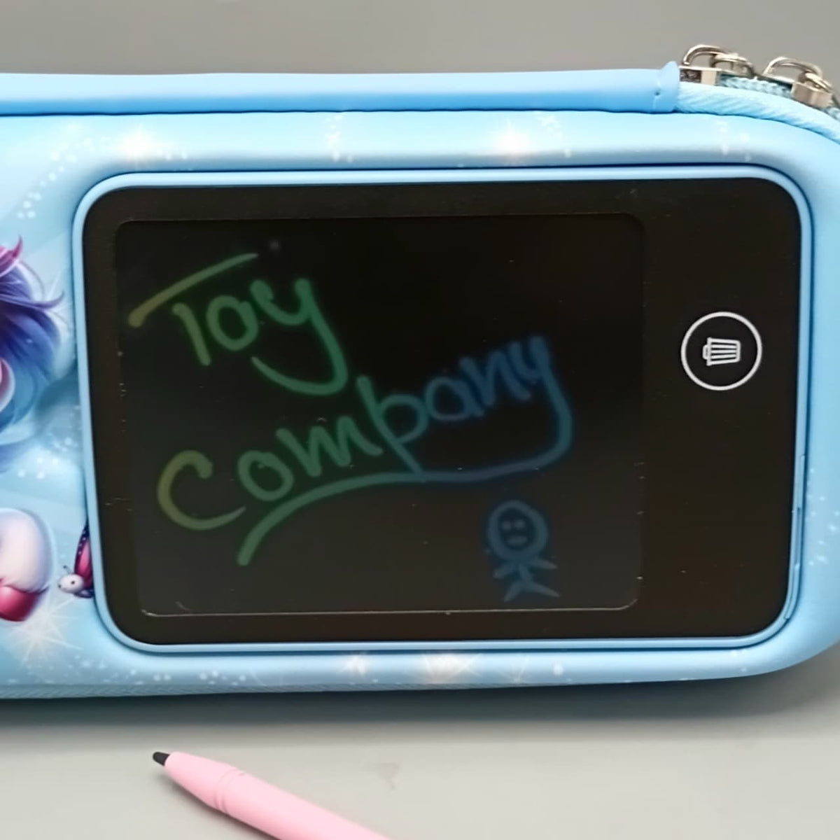 Unicorn Themed Kids Pencil Pouch With LCD Writing Tablet