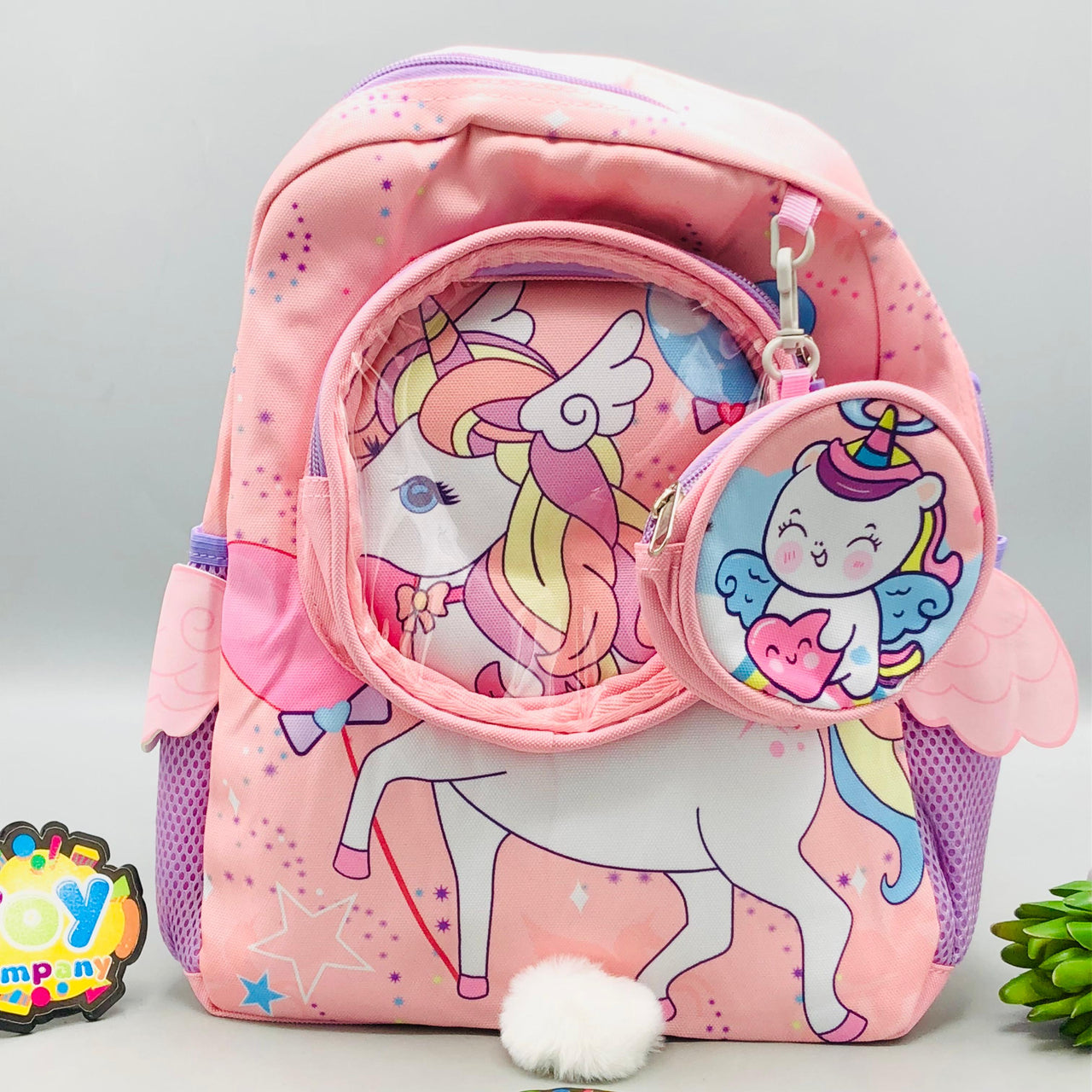 Unicorn Themed Kids School Bag With Pouch