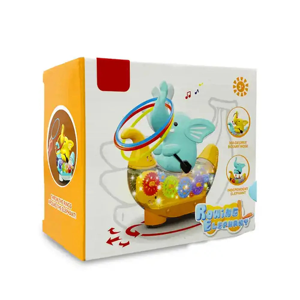 Battery Operated Rowing Elephant Gear Ship With Light & Music