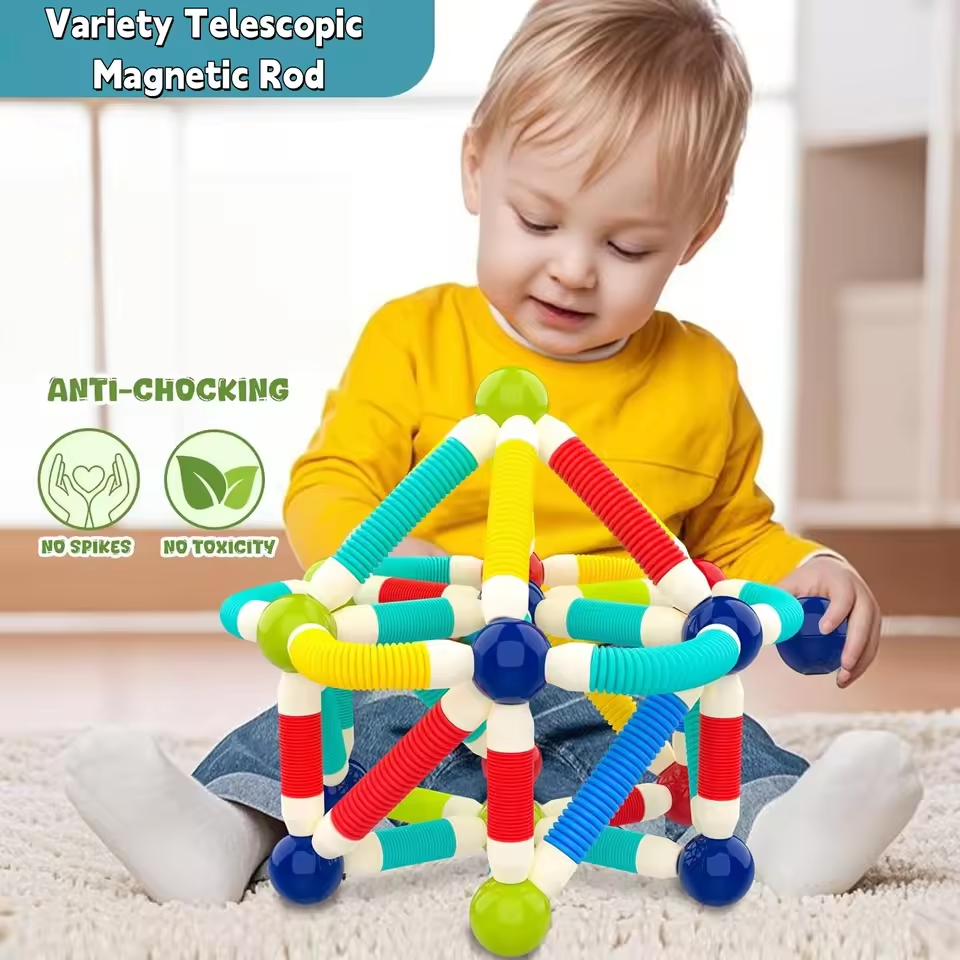 28Pcs Kids Flexible Tube Magnetic Block Building Set
