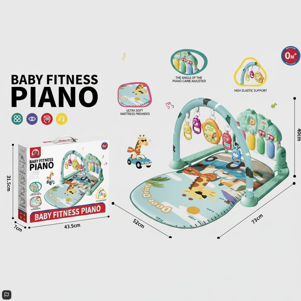 Giraffe Themed Baby Musical Piano Play Gym