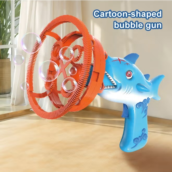 Battery Operated Shark Themed Colorful Bubble Gun