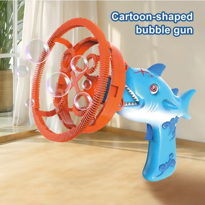 Battery Operated Shark Themed Colorful Bubble Gun