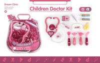 13Pcs Kids Pretend Play Doctor Kit With Acrylic Box - Pink