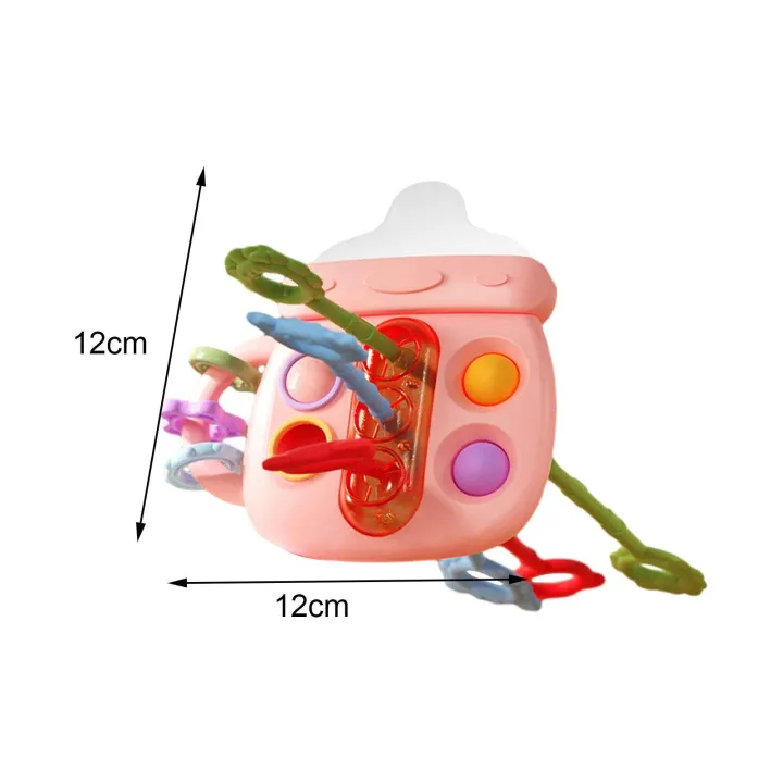 Baby Bottle Shaped Pull Rope & Teether Toy