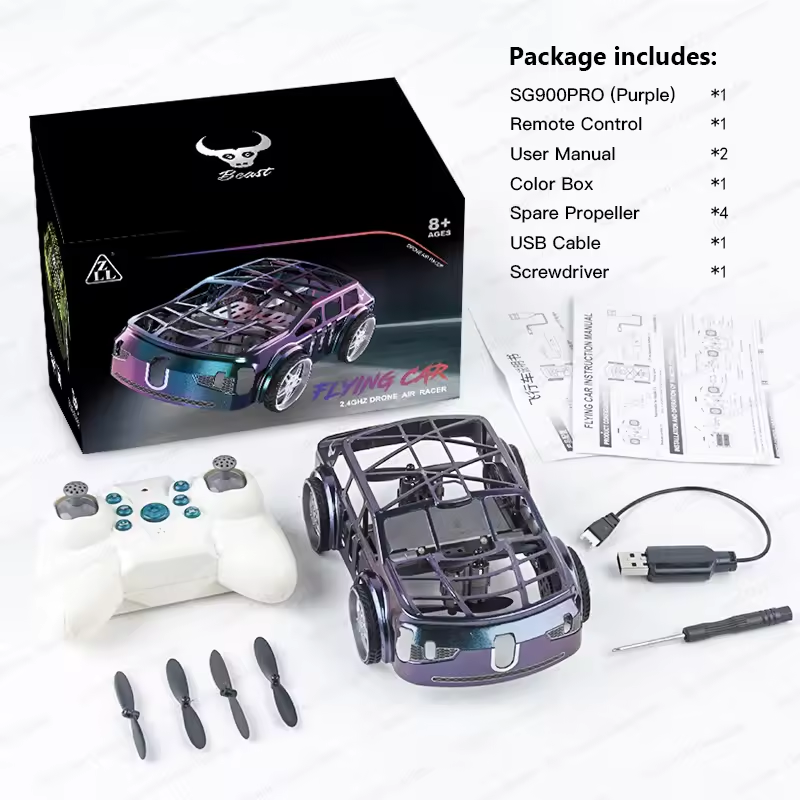 2in1 Mini Drone & RC Car With Lights