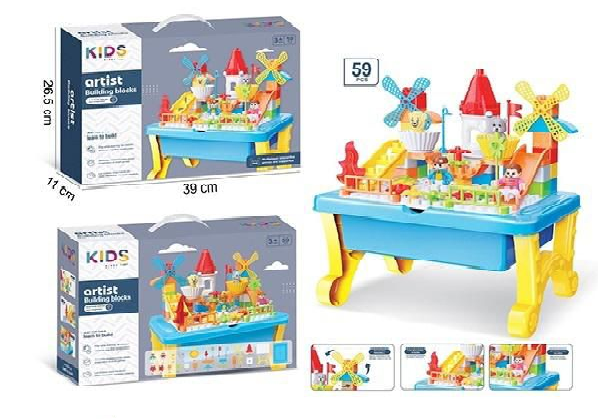 59Pcs Kids Artist Building Block Table Set