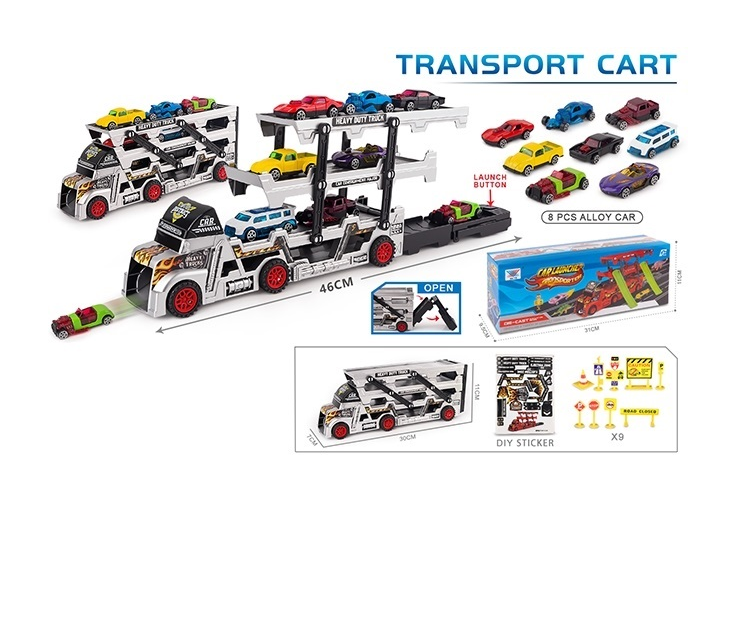 ABS Mini Car Launcher Truck With 8Pcs Alloy Cars