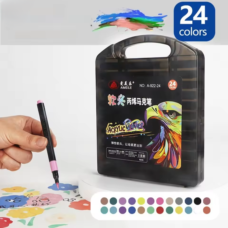 Buy 24Pcs Premium Acrylic Color Markers With Storage Box online in ...