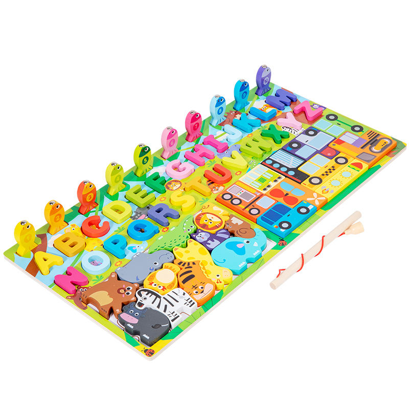 Wooden Montessori 4in1 Letter Fishing Game Board