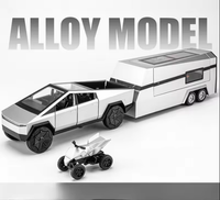 1:24 Diecast Tesla Pickup Truck Model With Trailer