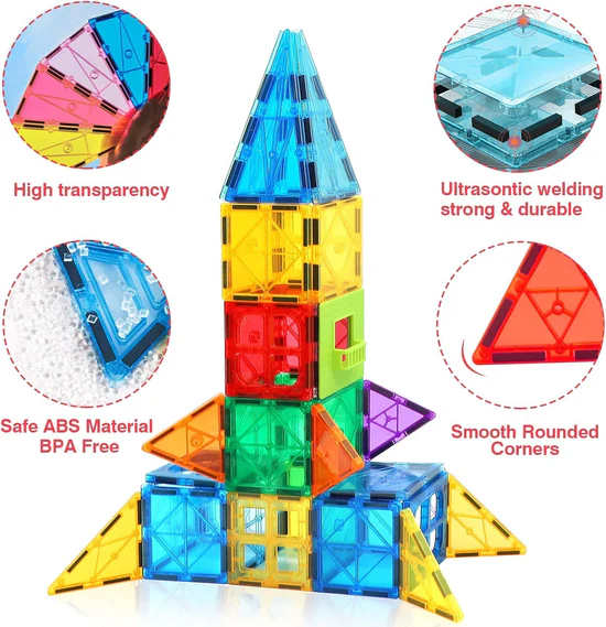 30Pcs Magnetic Tiles Building Blocks 