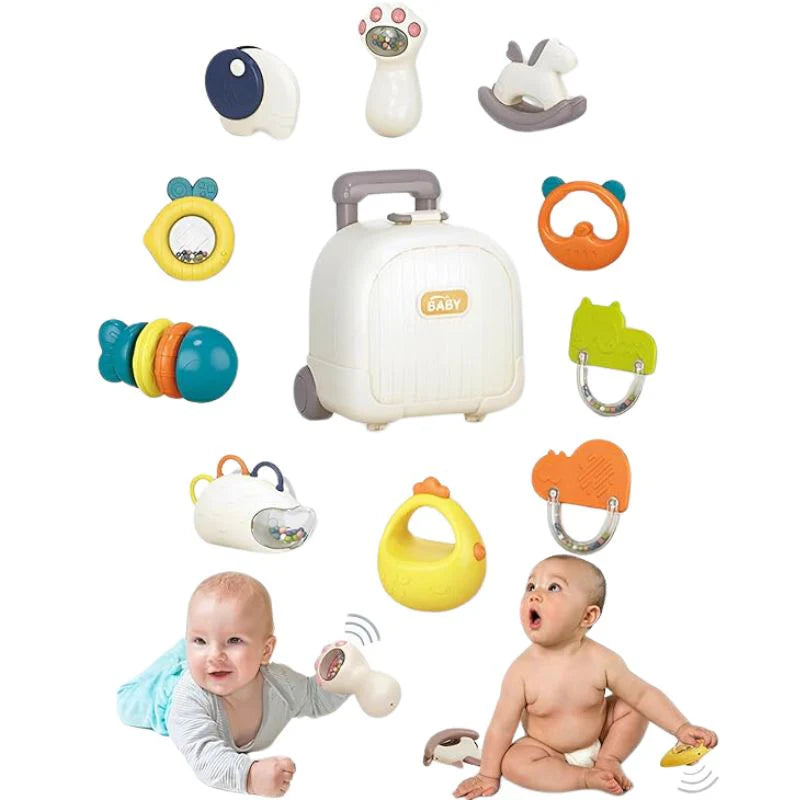 10Pcs Baby Rattles & Teether Set With Storage Suitcase