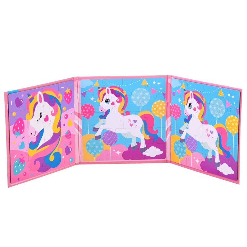 2in1 Unicorn Tri-Fold Magnetic Puzzle Book