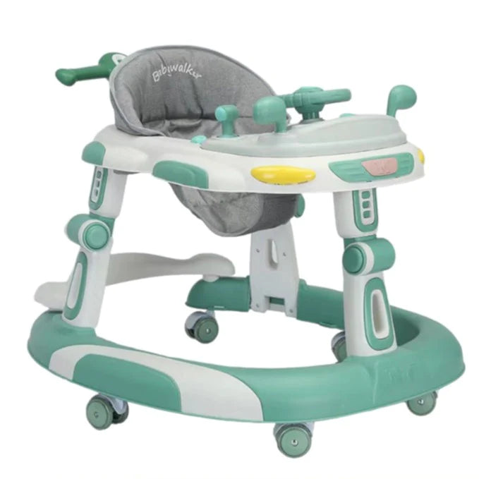 Multi-functional Baby Walker With Steering Wheel Tray - Green
