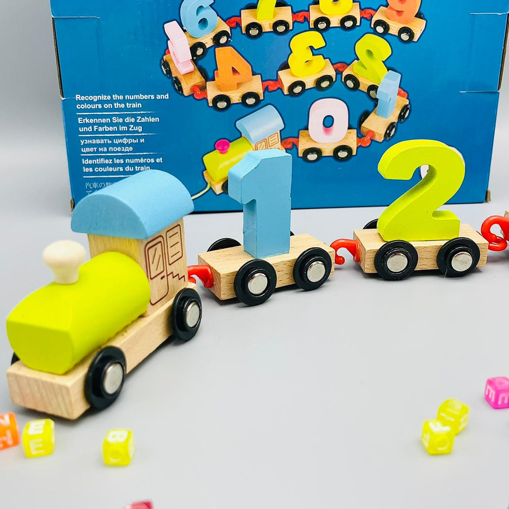 Wooden Digital Toy Train Set - For Kids Toddler
