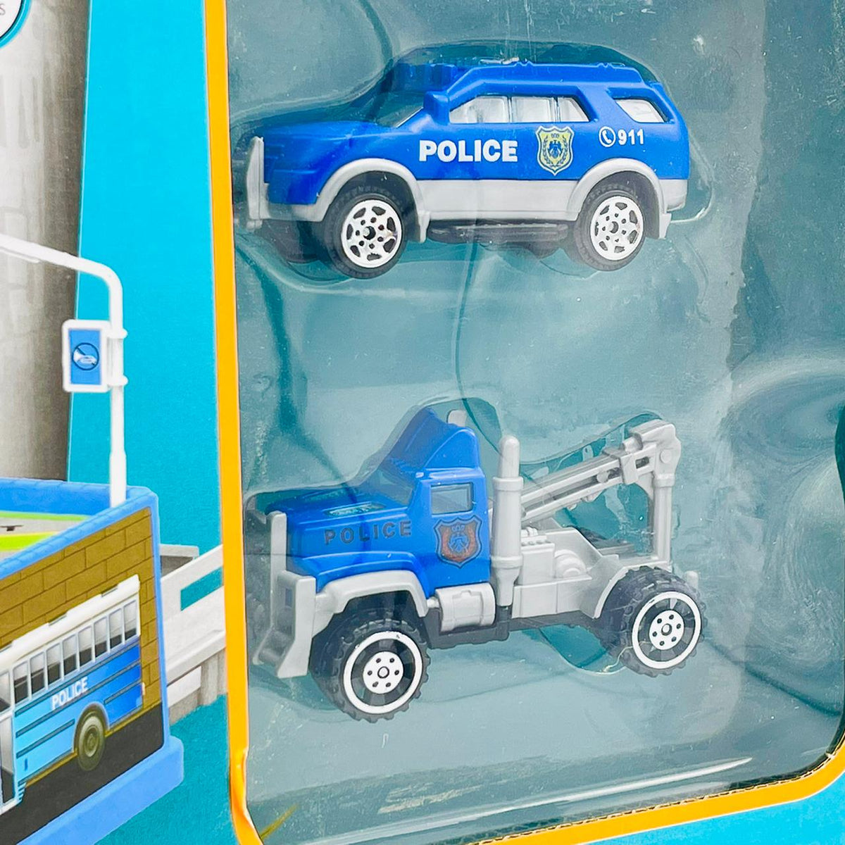 Parking Lot Metal Police Cars Track Set