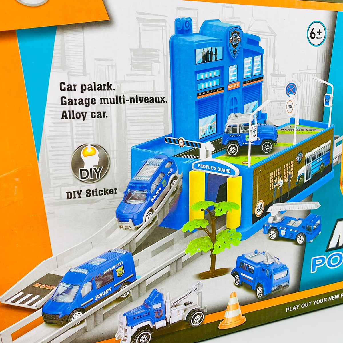 Parking Lot Metal Police Cars Track Set