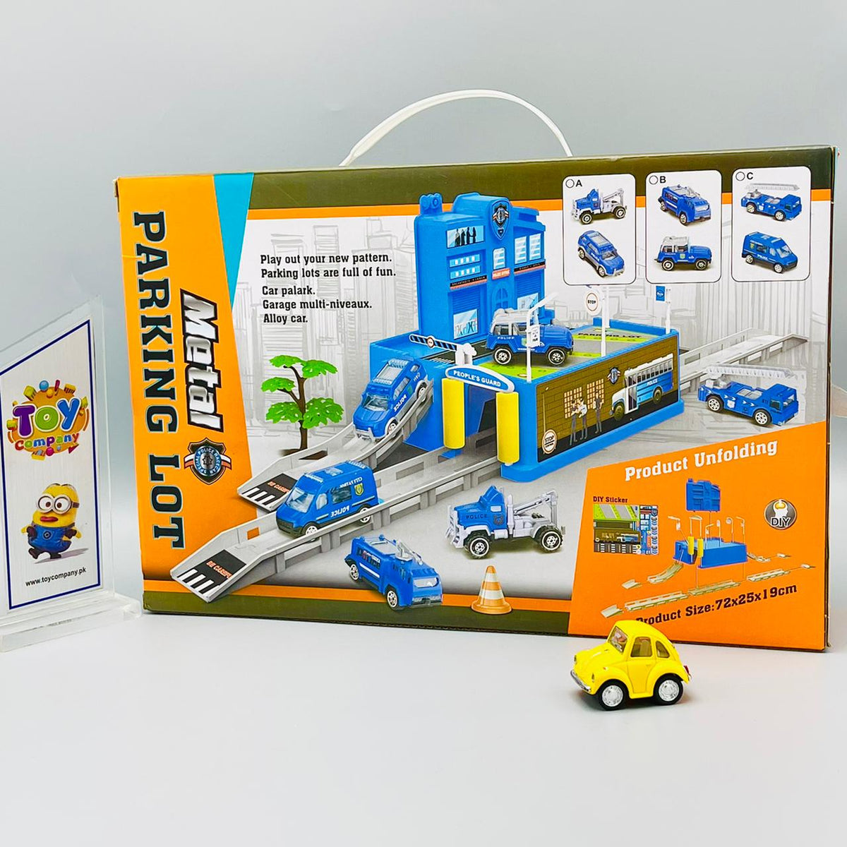 Parking Lot Metal Police Cars Track Set