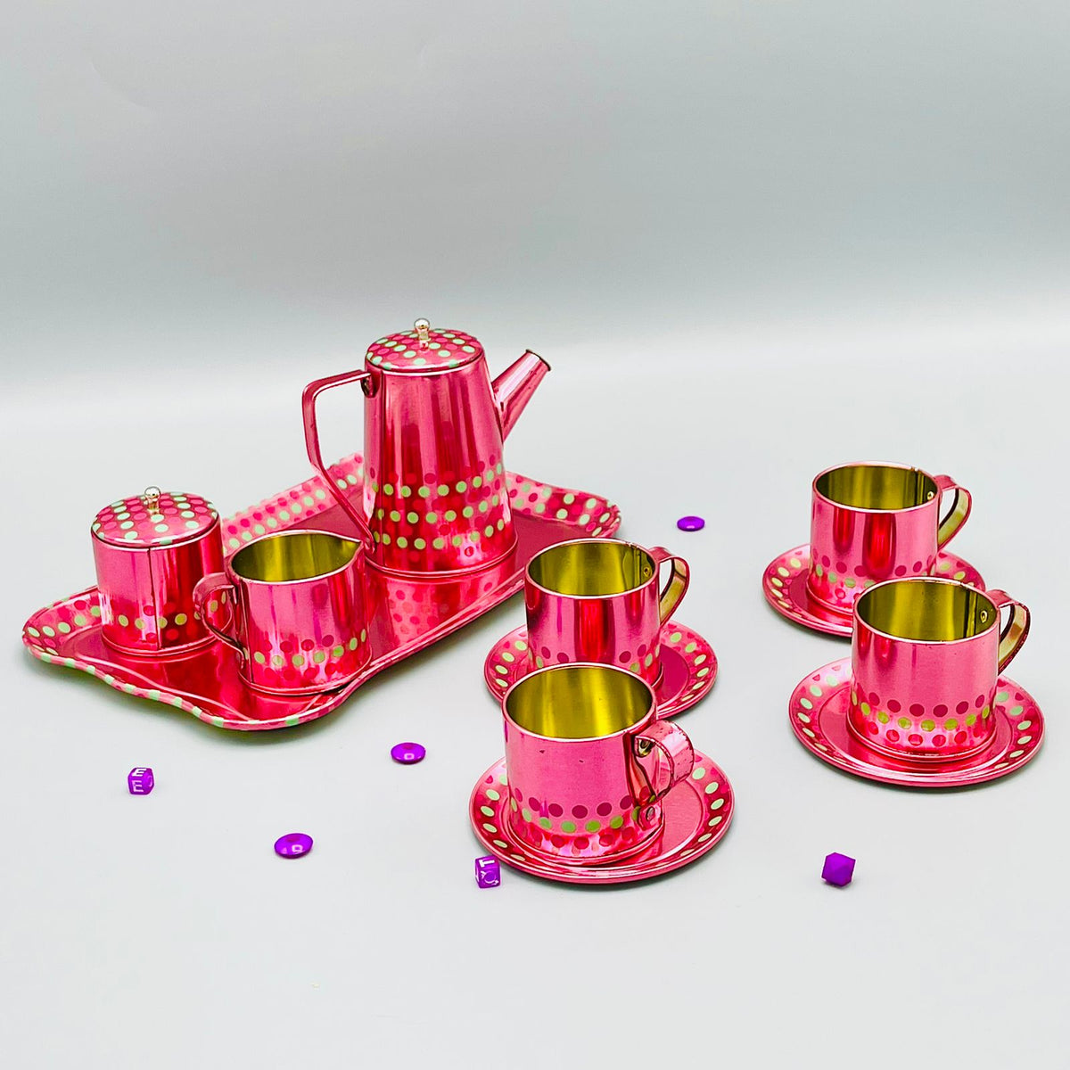 Metal Tea Set with Complete Accessories