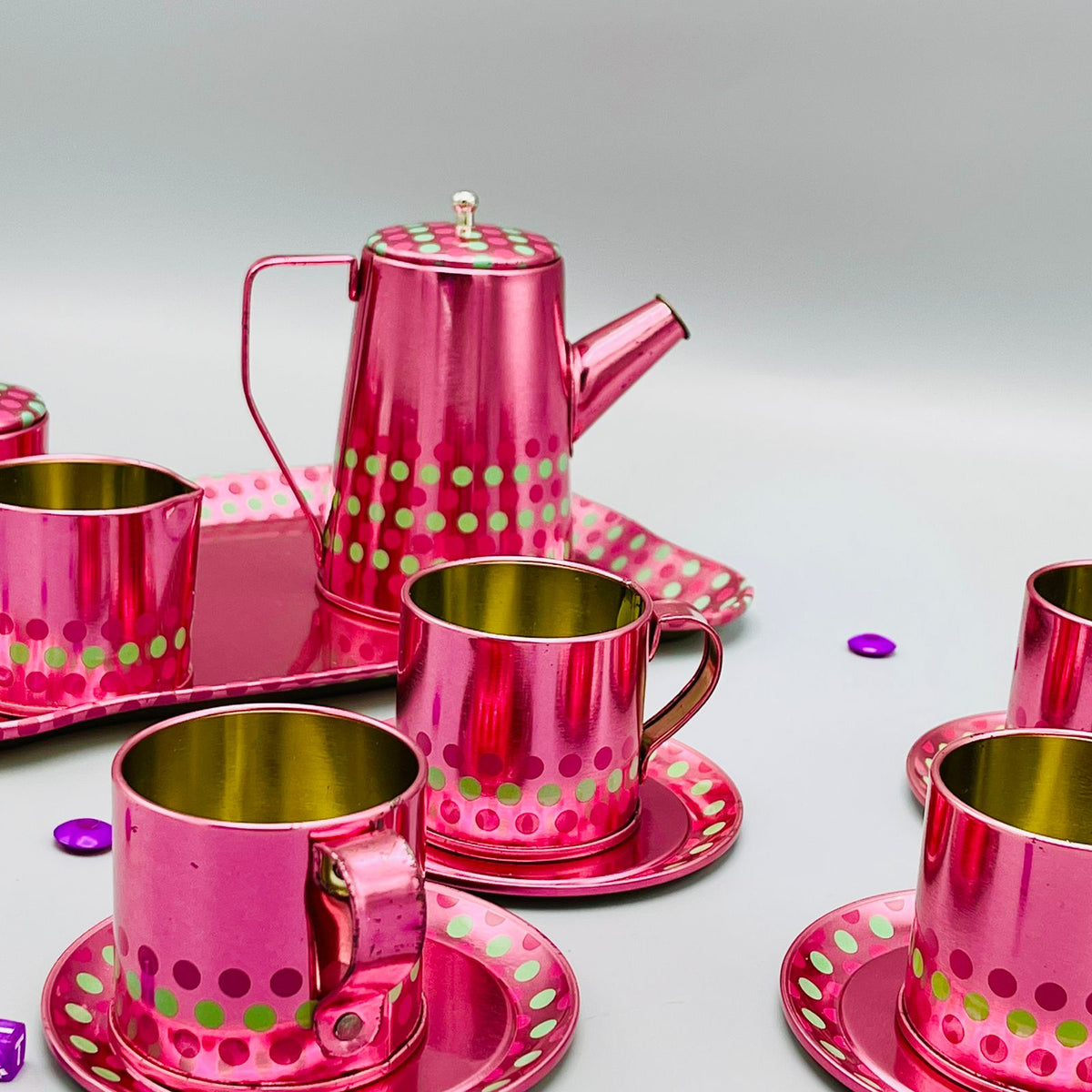 Metal Tea Set with Complete Accessories