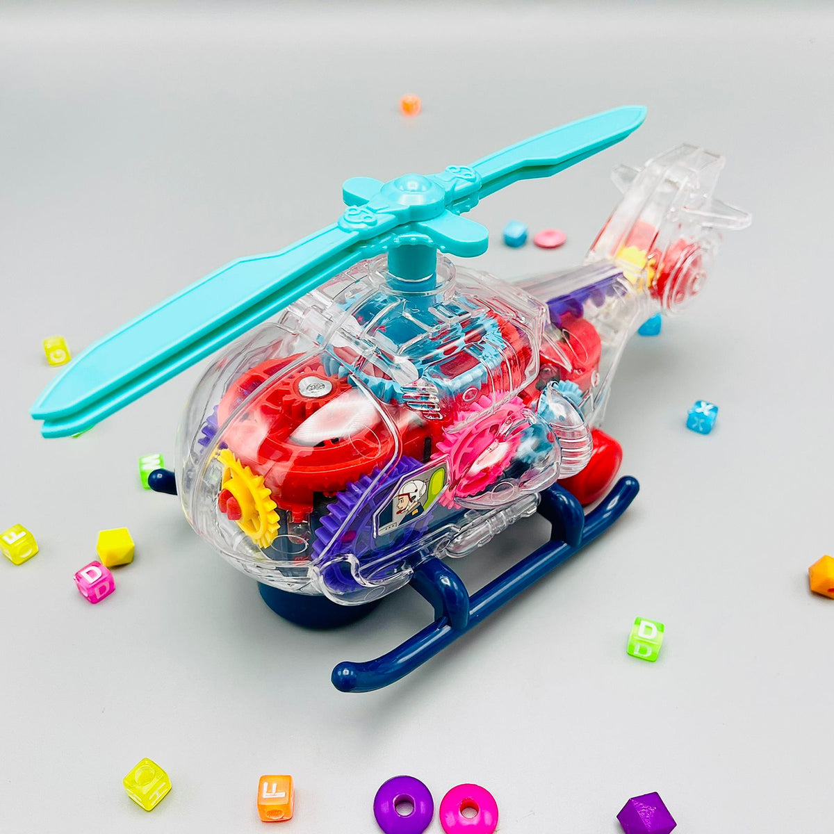 Transparent Gear Helicopter Toy