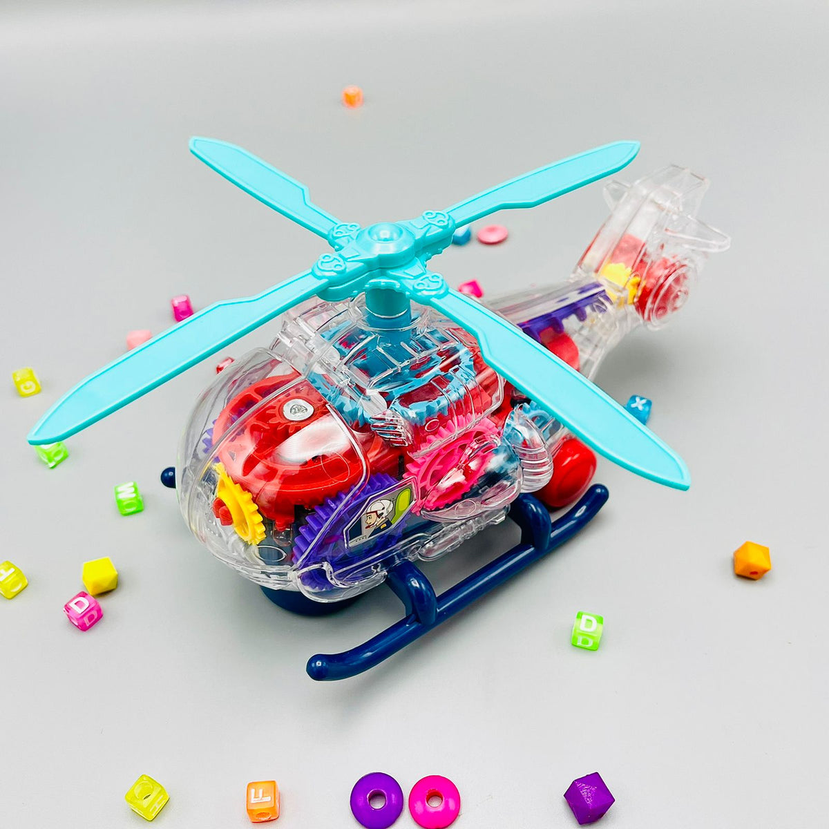 Transparent Gear Helicopter Toy