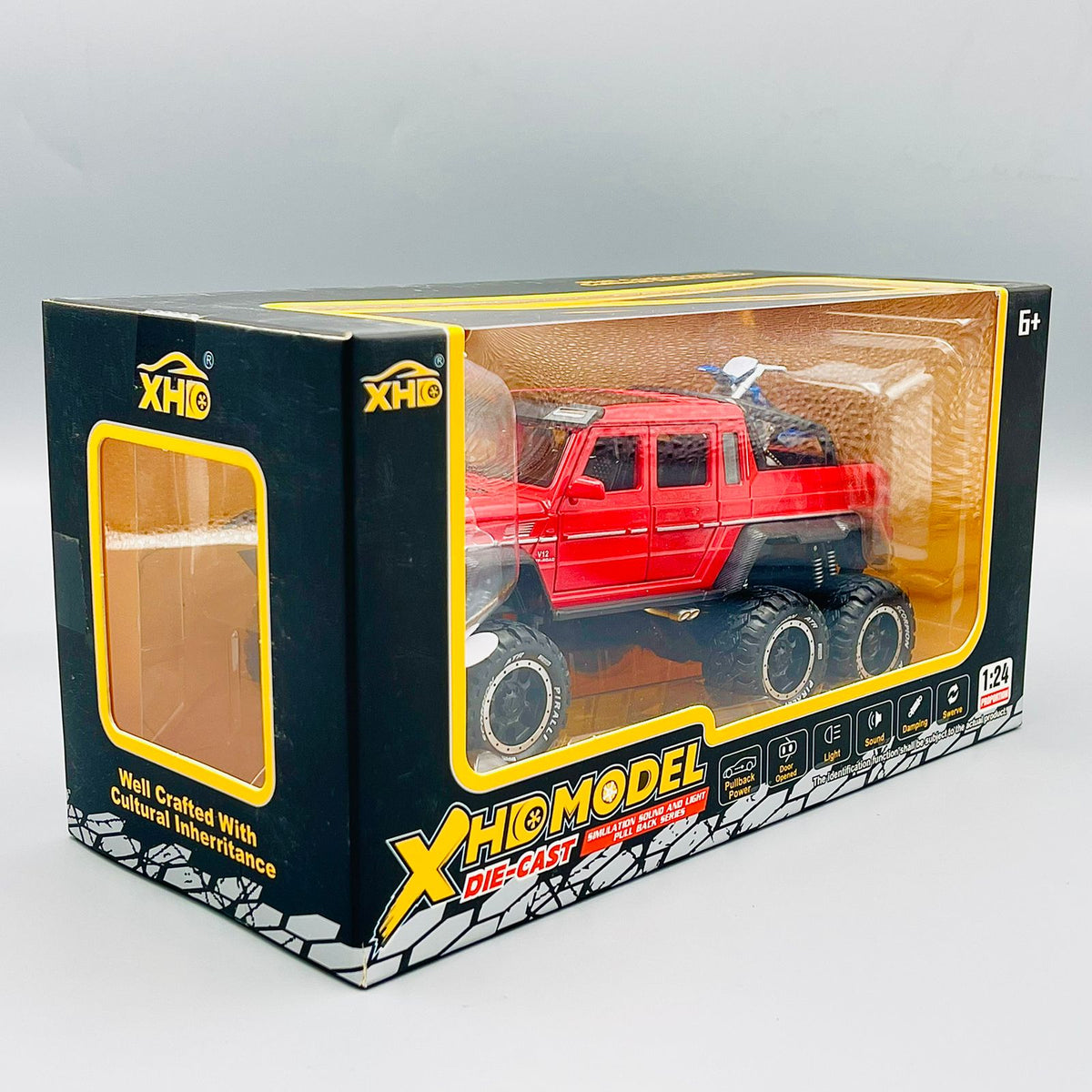Diecast Metal Mercedes G63 AMG 6X6 Model Car with Yamaha Bike