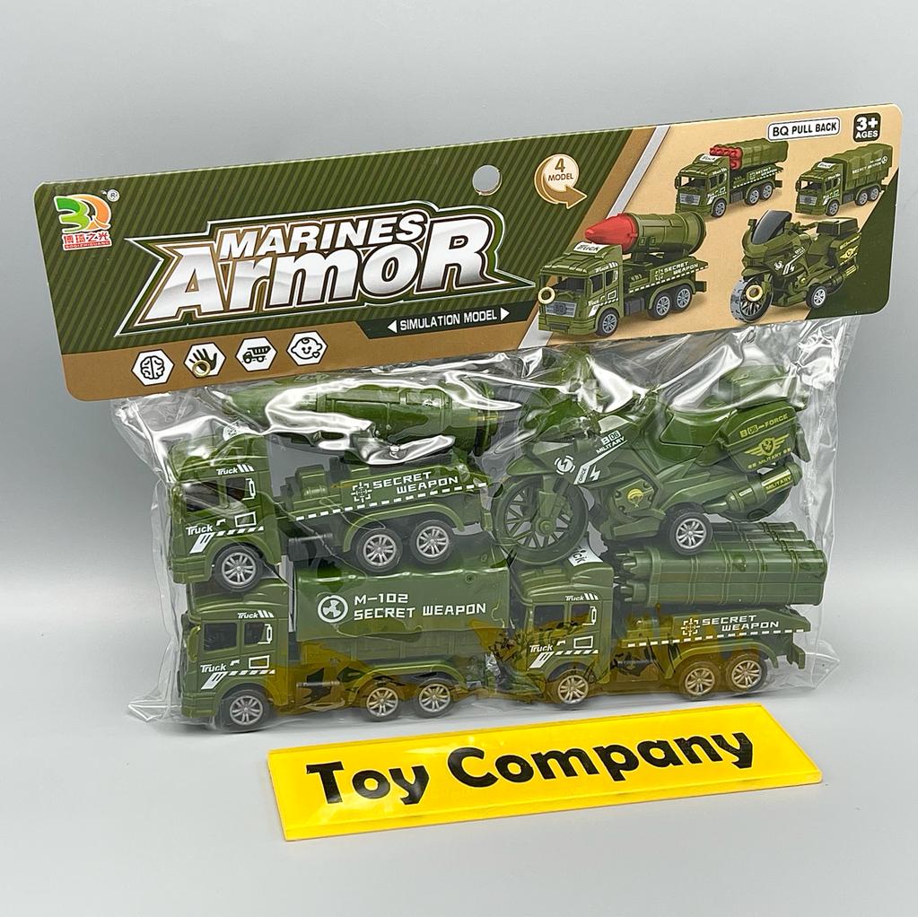 Pullback Mini Military Toy Playset-Trucks & Bike