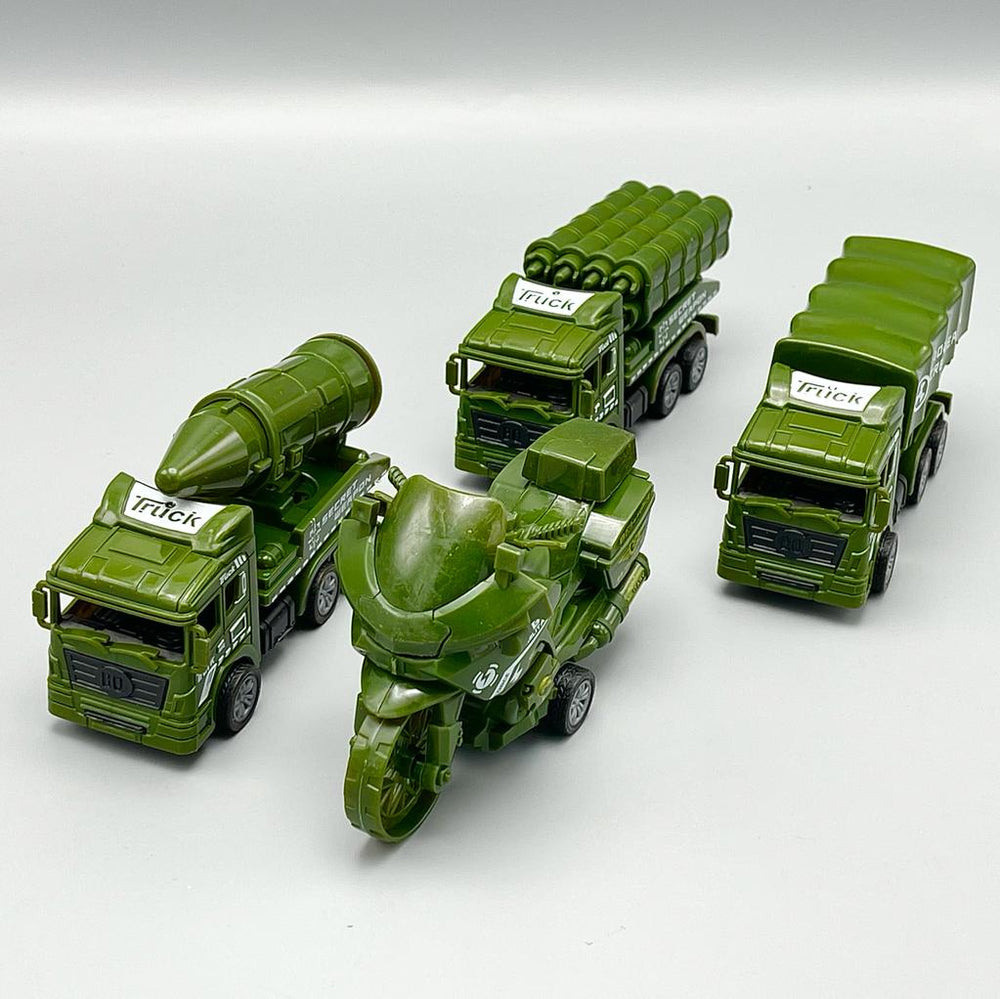 Pullback Mini Military Toy Playset-Trucks & Bike