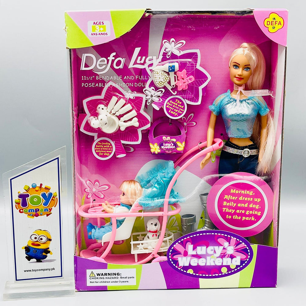 Defa Lucy Barbie Doll with Baby Stroller