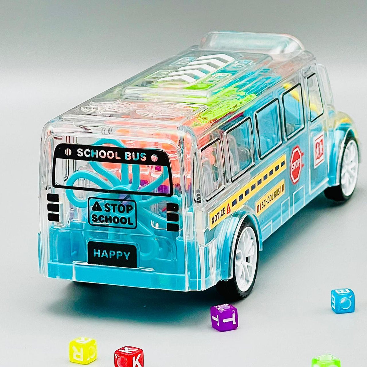 Transparent Body School Bus- Gear Toy