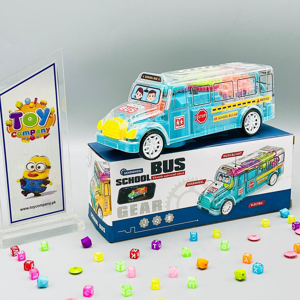 Transparent Body School Bus- Gear Toy