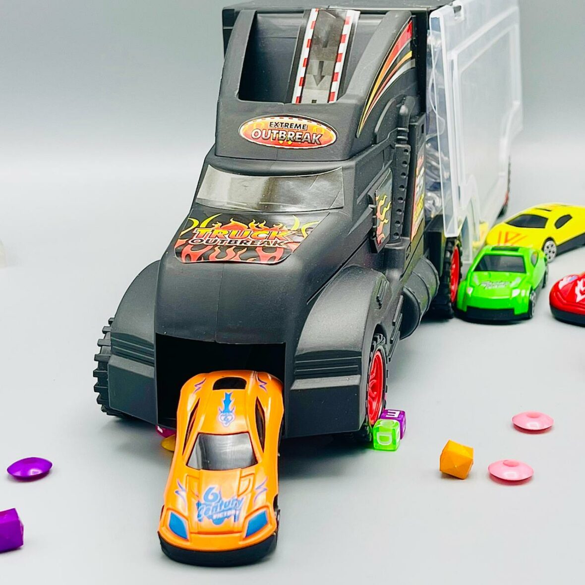 Hot Wheels Diecast Car Carrying Trailer Truck