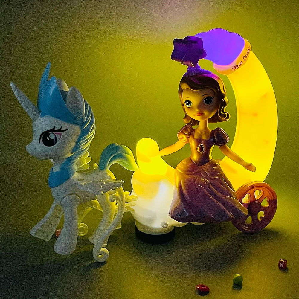 Princess Unicorn Moon Carriage with Light & Music